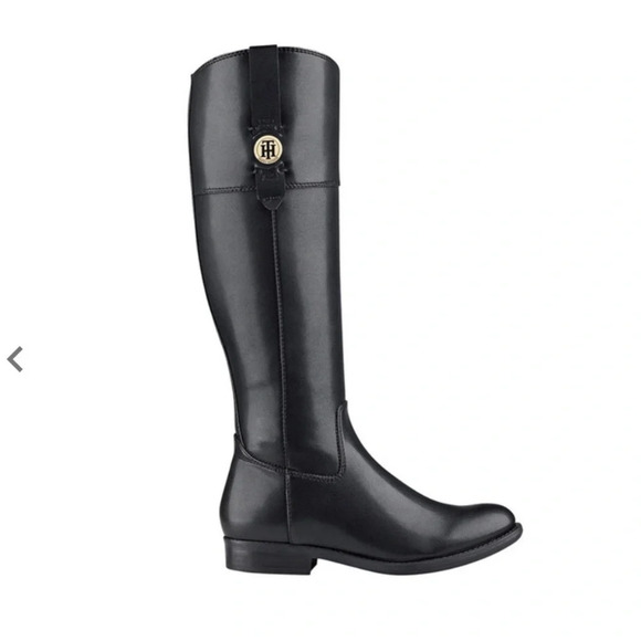 Tommy Hilfiger Shoes - Tommy Hilfiger Shano Classic Black Faux Leather Knee Length Riding Boots - 6.5